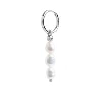 MARLU' Mono Orecchino in Acciaio con Perle Barocche Pendenti, Stile Elegante