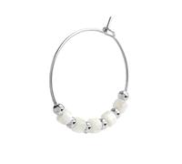 MARLU' Mono Orecchino in Acciaio con Perline, Bianco e Argento, Stile Elegante, Modello 18OR096-W