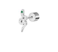 MARLU' Mono Orecchino in Acciaio con Serpente e Cristallo Verde, Stud Singolo