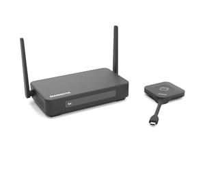 Marmitek Stream 4K Pro KIT 1TX/1RX - Sistema presentazione HDMI 4K wireless | 1 dongle USB-C 4K per screen sharing one-click, split screen, touchback, PoE, doppia HDMI, AirPlay, Miracast e BYOD