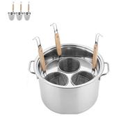 Marmites à pâtes en acier inoxydable avec passoire, ensemble de marmites à pâtes 3/4/5 trous avec couvercle, marmite vapeur et marmite à fond pour la cuisson des nouilles (D,3 holes)