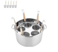 Marmites à pâtes en acier inoxydable avec passoire, ensemble de marmites à pâtes 3/4/5 trous avec couvercle, marmite vapeur et marmite à fond pour la cuisson des nouilles (C,5 holes)