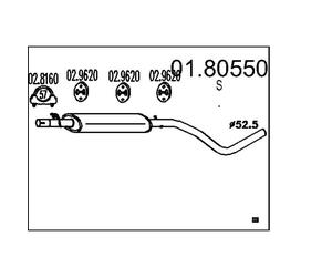 Marmitta Centrale Mts 01.80550