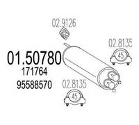 MARMITTA CENTRALE PER CITRON BX Break 18 D SW KW 44 10/85> 21.60.06