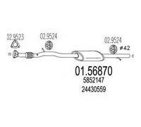 MARMITTA CENTRALE PER OPEL AGILA 1.2 16V Twinport 2 VOL KW 59 7/04> 54.01.06