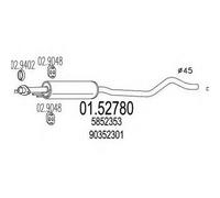 MARMITTA CENTRALE PER OPEL ASTRA F 1.7 TDS 3 VOL KW 60 3/92> 53.21.06