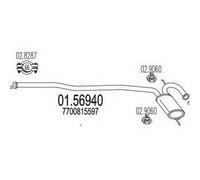 MARMITTA CENTRALE PER RENAULT 19 Chamade 1.9 TD 3 VOL KW 68 9/90> 60.82.06