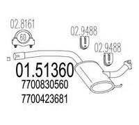 MARMITTA CENTRALE PER RENAULT LAGUNA Grandtour 1.9 dTi SW KW 72 10/97> 60.67.06.