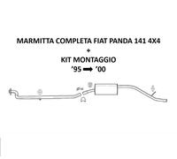 Marmitta completa asso per FIAT Panda 141 1.1 4X4 + kit montaggio