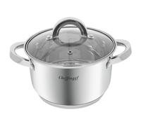 Marmitta in acciaio inox coperchio in vetro 18 cm Induzione compatibile 2,9
