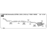 MARMITTA POSTERIORE PER MERCEDES W202 280 2,8i/Auto 2799 cc 193 cv/142