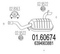 MARMITTA POSTERIORE PER MERCEDES VIANO CDI 3.0 SW KW 165 7/10> 48.96.57