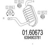 MARMITTA POSTERIORE PER MERCEDES VITO /MIXTO 120 CDI FURG KW 150 7/06> 48.96.07