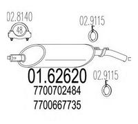 MARMITTA POSTERIORE PER RENAULT 18 Variable 2.1 Diesel SW KW 49 11/80> 60.86.07