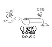 MARMITTA POSTERIORE PER RENAULT CLIO II 1.2 16V 2 VOL KW 55 6/01> 61.13.07