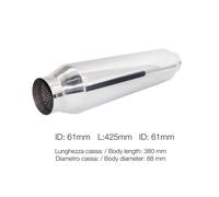 Silenziatore universale inox lucido uscita rotonda 58mm ESR7 425mm