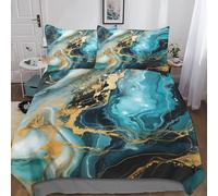 Marmo 3D Set Di Biancheria Da Letto Per Adulti E Bambini,3 Pezzi Per Letto Singolo,Matrimoniale,King Size,con Stampa su lamina metallica Copripiumino E Federa,Microfibra,con Lampo Double（200x200cm）