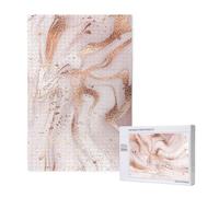 Marmo astratto liquido con texture a schizzi di glitter oro rosa,Puzzle in legno da 1000 pezzi per adulti e adolescenti