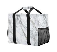 Marmo bianco con accenni di motivo nero borse della spesa riutilizzabili borse della spesa borsa da cucina viaggio Tote Bag lavabile borsa da spiaggia