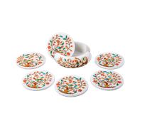 Marmo Bianco Sottobicchiere Set Semi Precious Sassi Corniola Inserto Arte Lavoro