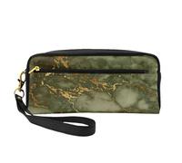 Marmo Di Lusso Verde E Oro, Borsa per il trucco Borsa per cosmetici Borsa da viaggio portatile da toilette Astuccio in pelle per donne e ragazze