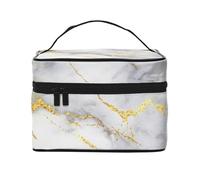 Marmo d'oroBorsa per il trucco, borsa cosmetica portatile per donna - Organizer da viaggio per cosmetici, regalo per momenti speciali