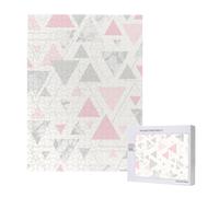 Marmo geometrico triangolo rosa grigio argento,Puzzle in legno da 500 pezzi per adulti e adolescenti