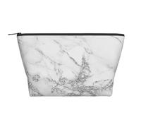 Marmo glitter argento bianco grigio elegante elegante, Borsa da toilette Borsa per trucco Borsa per cosmetici Borsa da toilette da viaggio portatile
