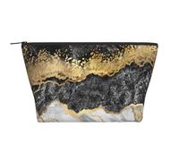 Marmo lamina d'oro bianco nero, Borsa da toilette Borsa per trucco Borsa per cosmetici Borsa da toilette da viaggio portatile