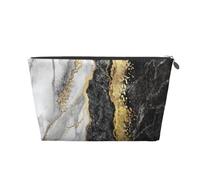 Marmo lamina d'oro bianco nero, Borsa da toilette Borsa per trucco Borsa per cosmetici Borsa da toilette da viaggio portatile