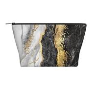 Marmo lamina d'oro bianco nero, Borsa da toilette Borsa per trucco Borsa per cosmetici Borsa da toilette da viaggio portatile