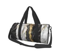 Marmo lamina d'oro bianco nero, Borsone da viaggio di grande capacità Borsa rotonda Borsa da viaggio sportiva Borsa da viaggio Borsa da fitness