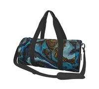Marmo liquido astratto blu dorato, Borsone da viaggio di grande capacità Borsa rotonda Borsa da viaggio sportiva Borsa da viaggio Borsa da fitness