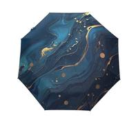 Marmo Liquido Blu Artistico Ombrello Pieghevole Automatico Ombrelli Antivento Protezione UV da Viaggio per Bambini Ragazzi Ragazze