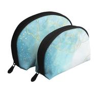 Marmo liquido blu, Borsa per trucco a conchiglia Portamonete da donna Borsa da toilette piccola Borsa per cosmetici 2 pezzi