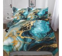 Marmo Microfibra Copripiumino Lenzuola Letto Motivo Per Bambini Adulto Set Biancheria,Matrimoniale Con 3 Pezzi Stampa su lamina metallica Copripiumino,Anti-acaro Facile Da Curare King(220x240cm)