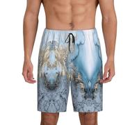 Marmo. Pantaloncini da notte morbidi da uomo, comodi pantaloncini da notte estivi traspiranti, Nero , L