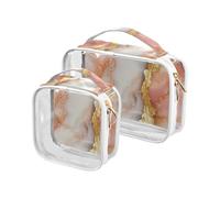 Marmo Pesca Bianco 2 Pack Trasparente Trasparente Viaggio Toiletry TSA Approvato Impermeabile Cosmetico Borsa Da Viaggio Aeroporto Compagnia Aeroporto Conform