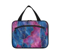 Marmo Royal Blue Hot Pink appeso borsa da toilette appeso viaggio con gancio, designer essenziale appeso borsa da toilette per le signore hotel bolsas de maquillaje para mujer M, Marmo Blu Royal Rosa