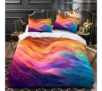Marmo Set di Biancheria da Letto di Stampa, Astratto 3D Set Copripiumino Matrimoniale in Microfibra con Federa e Copripiumini a Cerniera (200x200cm)
