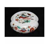 Marmo Sottobicchiere Set Inserto Floreale Semi Precious Pietra Handmade Casa