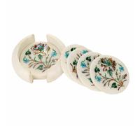 Marmo Sottobicchiere Set Inserto Lavoro Semi Precious Sassi Handmade Arredo Casa