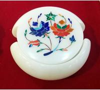 Marmo Sottobicchiere Set Inserto Lavoro Semi Precious Sassi Handmade Casa Decor
