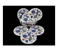 Marmo Sottobicchiere Set Inserto Pietradura Semi Precious Sassi Artigianato Work