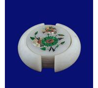 Marmo Sottobicchiere Set Pietradura Floreale Semi Precious Sassi Handmade Lavoro