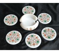 Marmo Sottobicchiere Set Semi Precious Pietra Artigianato Arredo Casa