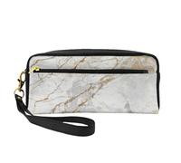 Marmo spazzolato oro perlato bianco grigio argento, Borsa per il trucco Borsa per cosmetici Borsa da viaggio portatile da toilette Astuccio in pelle per donne e ragazze