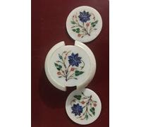 Marmo Tè Sottobicchiere Set Inserto Lavoro Pietra Semipreziosa Arte Arredo Casa