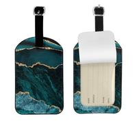 Marmo verde acqua e smeraldo L e Scapes,Etichette per bagagli in pelle PU, etichette per bagagli resistenti da viaggio, 2 pezzi