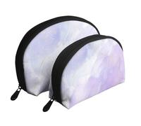 Marmo viola pastello liquido, Borsa per trucco a conchiglia Portamonete da donna Borsa da toilette piccola Borsa per cosmetici 2 pezzi
